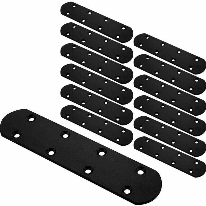 Lot de 12 Pattes D'assemblage Perforée Plates 170x38x3mm Plaque Fixation Metal en Fer Noir Équerre Plate de Fixation pour Fixation de Meubles