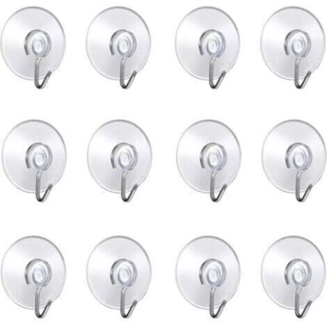 (Lot de 12 pcs ventouse) 4x4.4x1.4cm,Crochet Muraux avec Ventouse d'Aspiration,Petites Ventouses Plastiques avec Crochet Ronde pour Salle de Bains et Cuisine