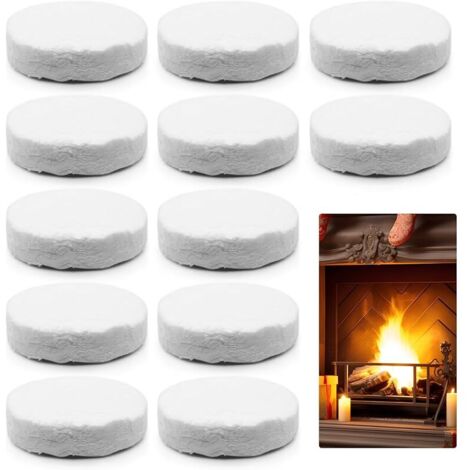 Lot de 12 pelotes de laine céramique pour bioéthanol - 8,6 x 2,5 cm - Rondes - Résistantes à la chaleur - Pour cheminée au bioéthanol