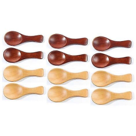 Lot de 12 petites cuillères en bois de 8 cm (3,2 pouces) pour pots, mini cuillères à café en bois pour le sucre, la confiture et la moutarde.
