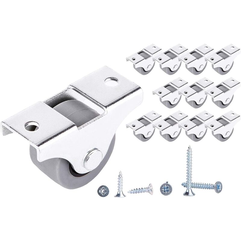 Tigrezy - Lot de 12 petites roulettes en caoutchouc 25 mm pour meubles, non pivotantes, sans plastique, pour appareils et équipements