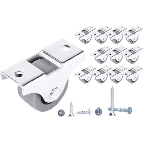 Lot de 12 petites roulettes en caoutchouc 25 mm pour meubles, non pivotantes, sans plastique, pour appareils et équipements