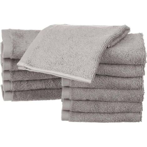Lot de 12 petites serviettes en coton, Gris