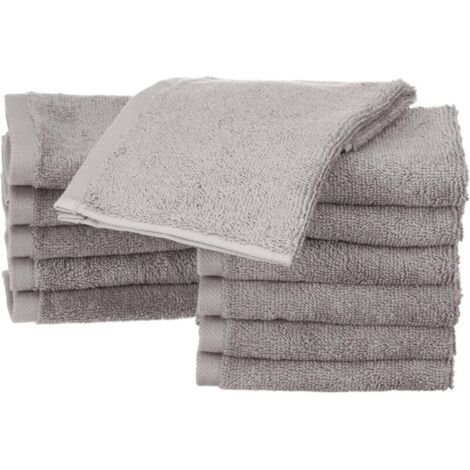 Lot de 12 petites serviettes en coton, Gris