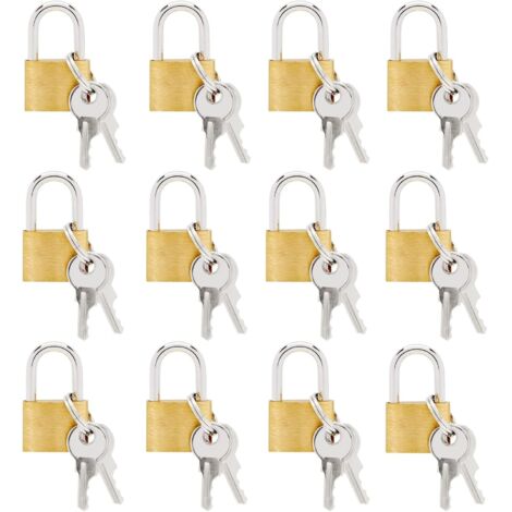 Lot de 12 petits cadenas avec clés, 12 mini cadenas pour bagages, sacs à dos, sacs de sport, boîte à bijoux, agendas