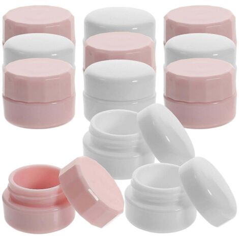 Lot de 12 petits pots cosmétiques rechargeables en plastique, contenants à maquillage vides avec couvercles.