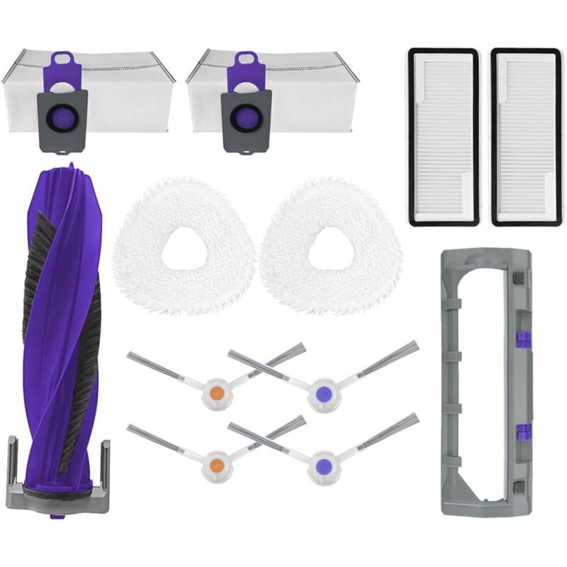 KZQ - Lot de 12 pièces de rechange Freo z Ultra pour robot aspirateur Yunjing Freo z Ultra, 1 brosse principale, 2 sacs à poussière, 2 chiffons, 2