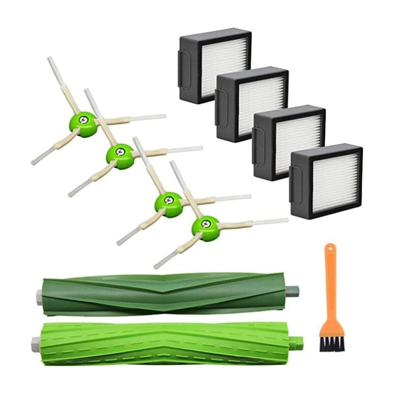 Treetalk - Lot de 12 pièces de Rechange pour aspirateur Robot IRobot Roomba Combo I5 I5+ J5 J5+ I7 I7+ I8 I8+, 2 brosses principales, 4 filtres hepa,