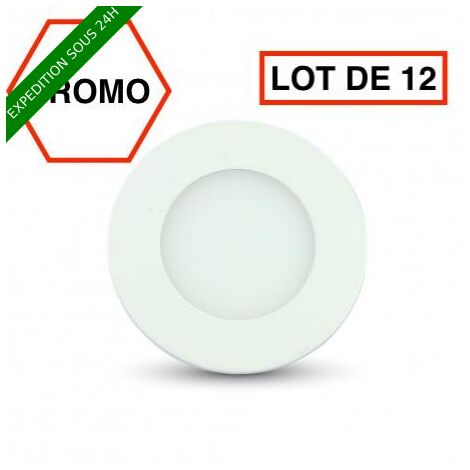 LOT DE 12 PIÈCES //Luminaire Panneau LED Encastré Rond 3W Blanc Froid Diamètre 85mm SKU-6294