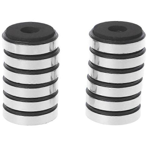 Lot de 12 pieds de haut-parleurs avec pointes et amortisseurs de chocs - 30 mm x 8 mm - Argent