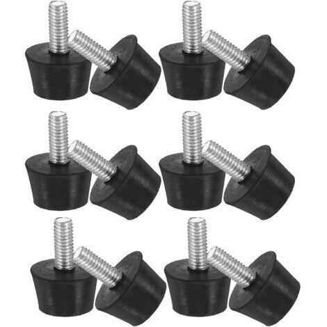 Lot de 12 Pieds de Nivellement Réglables M6 à Visser pour Meubles Patins Antidérapants en Caoutchouc Souple Protection des Sols Bruit Compatibles Chaises Tables et Armoires