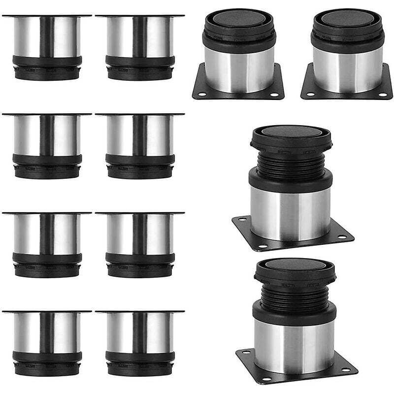 Lot de 12 pieds réglables en acier inoxydable pour meubles de table de canapé