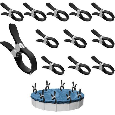 Lot de 12 pince en métal pour bâche de piscine, pinces de fixation avec film de protection, serrage pour piscines hors-sol