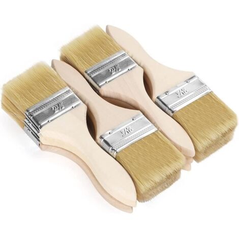Lot de 12 Pinceaux Peinture Mur - Tête de la Brosse 6 cm & Taille Totale de la Brosse 19,5 cm - Pinceau Plat Peinture pour Peinture