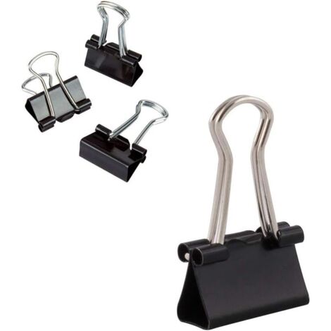  Lot de 12 Pinces à documents  15 mm  Boîte de Pinces à papier multi-fonctions  Binder Clips  Papier Métal Pince a Dessin pour Notes  Papier à lettre  Clip Fournitures de bureau  Noir