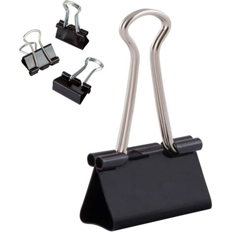  Lot de 12 Pinces à documents  32 mm  Boîte de Pinces à papier multi-fonctions  Binder Clips  Papier Métal Pince a Dessin pour Notes  Papier à lettre  Clip Fournitures de bureau  Noir,