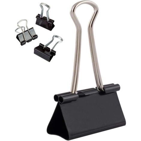  Lot de 12 Pinces à documents  41 mm  Boîte de Pinces à papier multi-fonctions  Binder Clips  Papier Métal Pince a Dessin pour Notes  Papier à lettre  Clip Fournitures de bureau  Noir