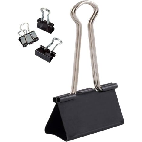  Lot de 12 Pinces à documents  51 mm  Boîte de Pinces à papier multi-fonctions  Binder Clips  Papier Métal Pince a Dessin pour Notes  Papier à lettre  Clip Fournitures de bureau  Noir,