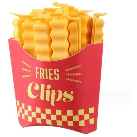 Lot de 12 pinces magnétiques pour frites, à utiliser dans un réfrigérateur.