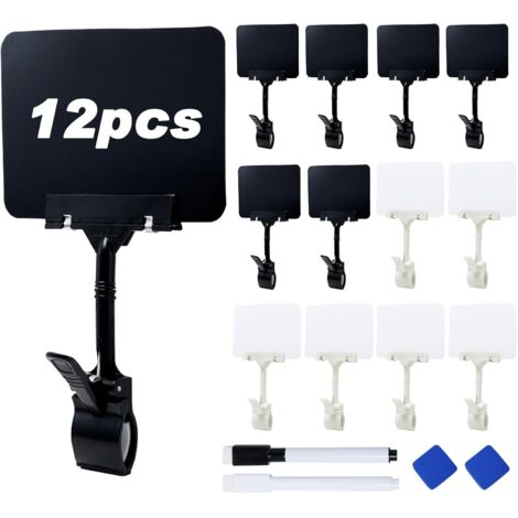 Lot de 12 pinces rotatives pour étiquettes de prix, clips d'affichage pour étiquettes de prix, étiquettes à clipser rotatives, adaptées aux marchés, centres commerciaux et supermarchés.