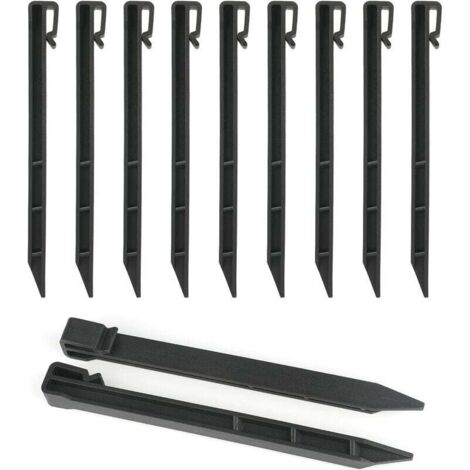 Lot de 12 piquets d'ancrage en plastique 25 cm – Bordure de jardin noire – Pour maintien de planches et délimitation espaces extérieurs
