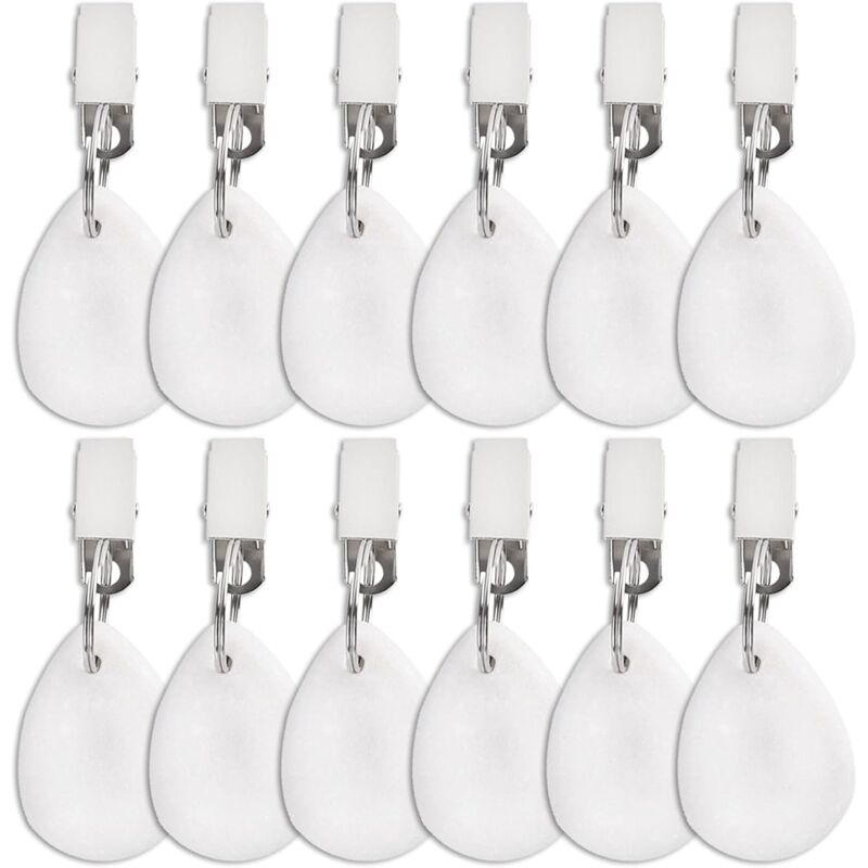 Serbia - Lot de 12 poids de nappe, poids de nappe en pierre de marbre intérieur extérieur, porte-couvercle de table lourd en forme de larme avec clip