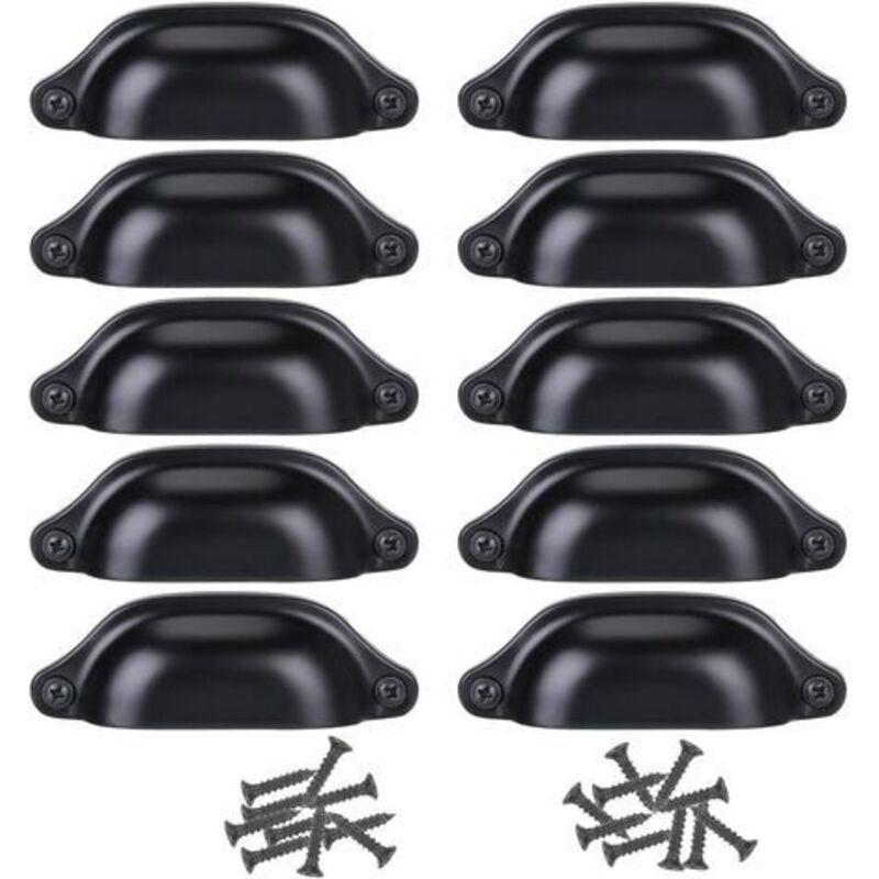 Lot de 12 Poignée Bouton de Porte 82MM Décoration pour Meuble Tiroir - Noir