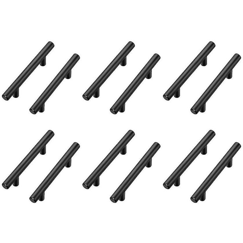 Lot de 12 poignées de placard en acier inoxydable noir pour tiroir de cuisine, 150 mm de longueur, 96 mm