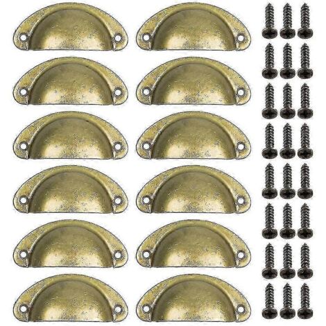 Lot de 12 poignées de porte vintage, poignées en laiton pour tiroirs de cuisine et portes d'armoires.