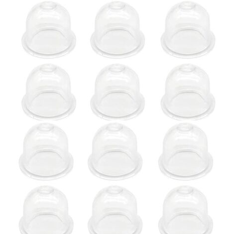 Lot de 12 poires d'amorçage transparentes de 18 mm pour carburateur, compatibles avec débroussailleuses, taille-haies, scies à essence et ventilateurs.