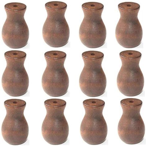 Lot de 12 pompons en bois marron pour cordon de store vénitien ou de store romain