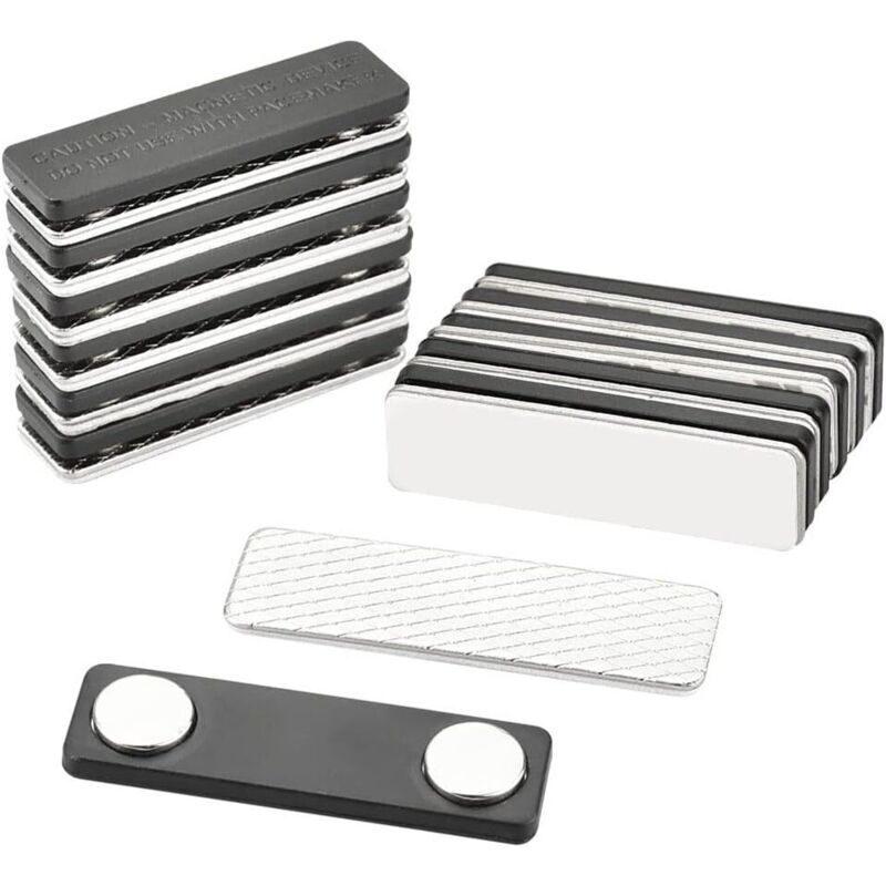 Lot de 12 Porte Badge Aimanté Badges Magnétiques Adhésifs Badges Nominatifs Aimantés Autocollants en Métal avec Aimant à 2 Points pour Porte-badge,
