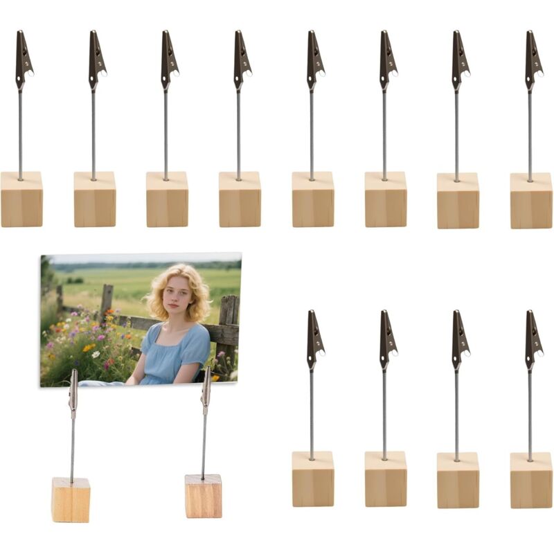 Lot de 12 porte-cartes table avec clips – supports photo/menus – décoration maison, bureau ou événements festifs