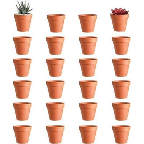 Lot de 12 pots de fleurs en terre cuite avec trou de drainage, réutilisables, pour la décoration intérieure et extérieure (3,5 × 3 cm)