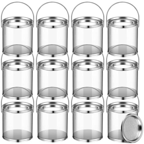 Lot de 12 pots de peinture en plastique transparent pour artisanat bonbons DIY