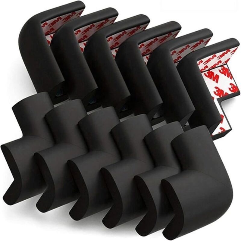 Lot de 12 Protections Angle Douces pour la Sécurité des Bébés, Coins pour Meubles, Protection des Bords de Table (Noir)