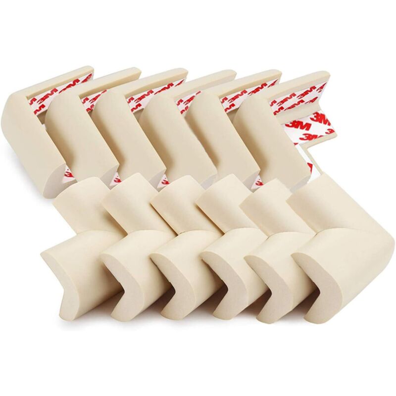 Lot de 12 protections d'angle souples beiges pour la sécurité des enfants, des meubles, des bébés, des tables et des bébés