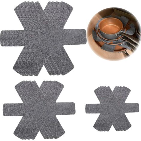 Lot de 12 Protections De Poêle en Feutre - Protection Empilable - Résistant à La Chaleur - Protection Empilable - Taille Réglable - Protection Antidérapante pour Poêles, Casseroles Et Bols