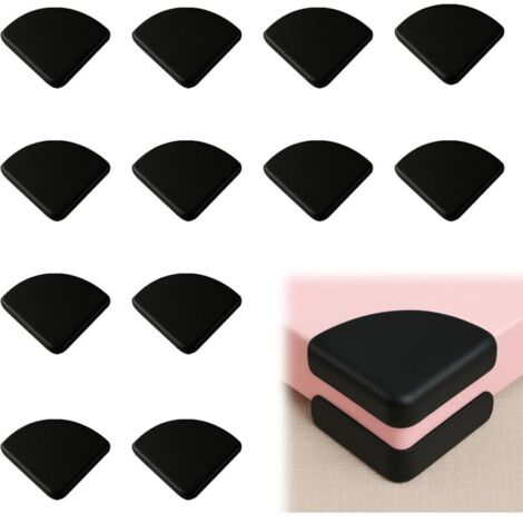 Lot de 12 Protections Silicone - Autocollant - Protection des Bords et Tables - pour différents - Protection Contre Les Chocs pour beautés (Noir)