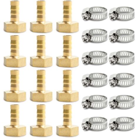 Lot de 12 Raccords cannelés, Laiton, Filetage BSP, 10 mm, Outils pneumatiques