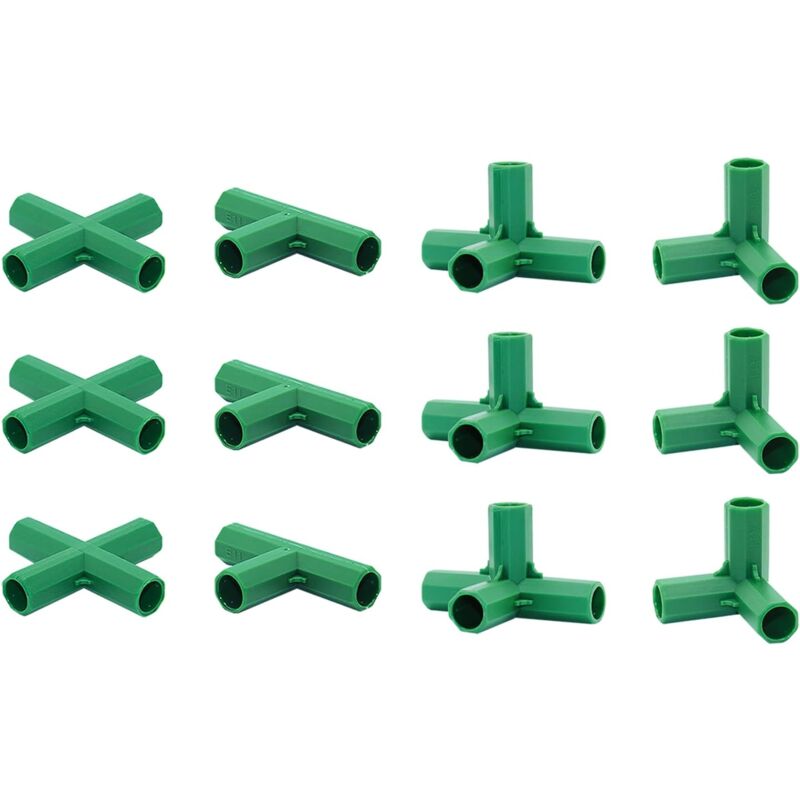 Lot de 12 raccords de 16 mm 4 types de supports stables robustes pour cadre de serre, connecteur de construction adapté pour treillis de raisin,