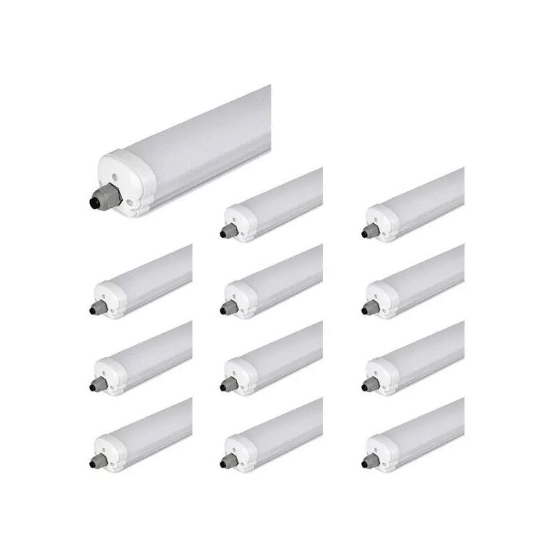 V-tac - Lot de 12 Réglettes led étanches 150cm Samsung Chip 48W 120lm/W IP65 VT-1574S - 120 ° - Blanc neutre - 4000K
