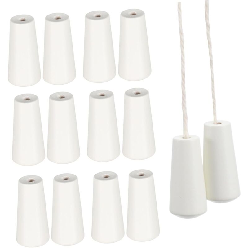 Lot de 12 rideaux de fenêtre blancs - Boutons blancs - Mini store vénitien - Accessoires pour store enrouleur - Pendentif en bois - Poignées en bois