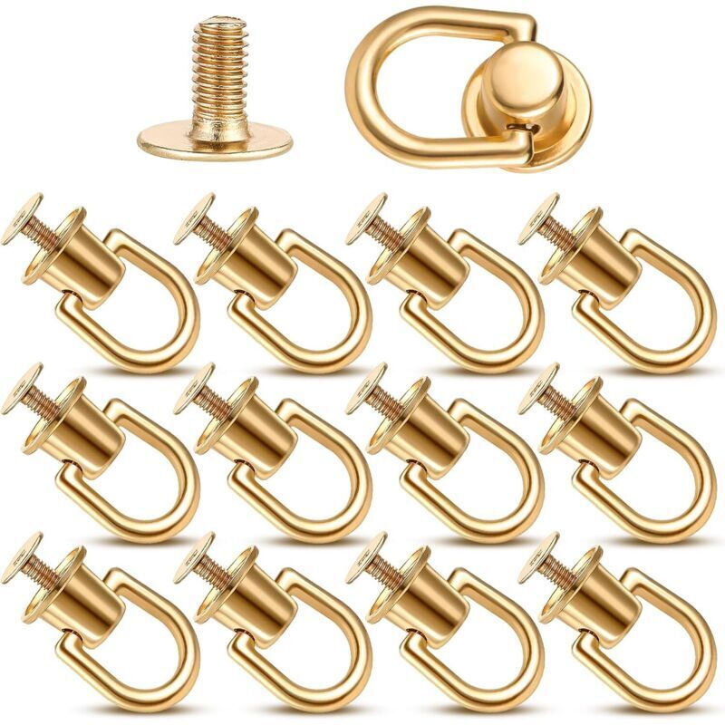Lot de 12 rivets à tête sphérique en D avec anneau en D pour portefeuille, sangle, chaussures, accessoires en cuir, sac à main, artisanat,