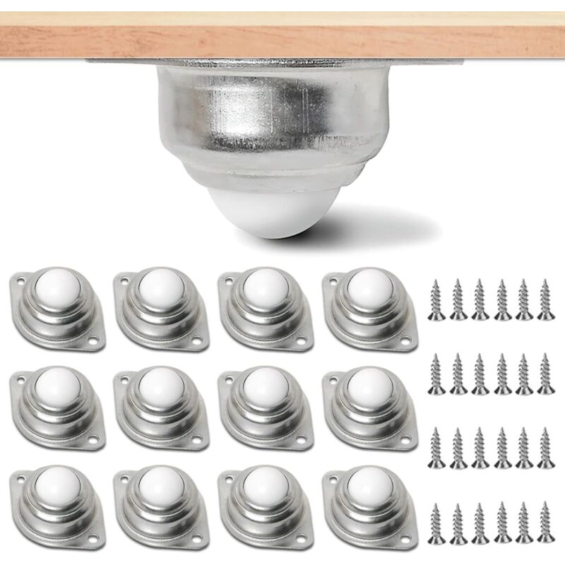 Largeight - Lot de 12 roulettes à billes pour meubles. Roues à billes de transfert de roulement, roulettes pour meubles de transmission. Rouleau de