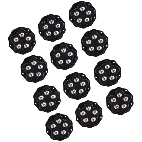 Lot de 12 roulettes auto-adhésives avec plaquettes de frein, rotation à 360 degrés, roulettes de meubles robustes pour appareils électroménagers, bibliothèque, table de nuit, jardinières, noir