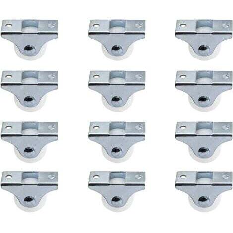 Lot de 12 roulettes de 2,5 cm rigides fixes non pivotantes avec plaque supérieure en métal roues en plastique dur pour meubles, argent