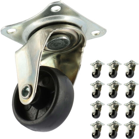 Lot de 12 roulettes pivotantes à roulement à billes - Socle 32mm - Hauteur 45mm