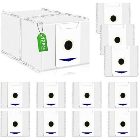 Lot de 12 sacs à poussière compatibles Ecovacs Deebot T30 Omni / T30 Pro Omni – Grande capacité 3 litres, filtration 99,99% des allergènes – Accessoires blancs