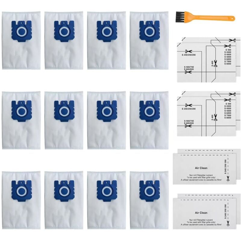 Longziming - Lot de 12 Sacs à Poussière Pure gn 3D Compatibles avec Miele gn pour Aspirateurs Classic C1 Complete C2 Complete C3, S2 S4 S5 S6 S8